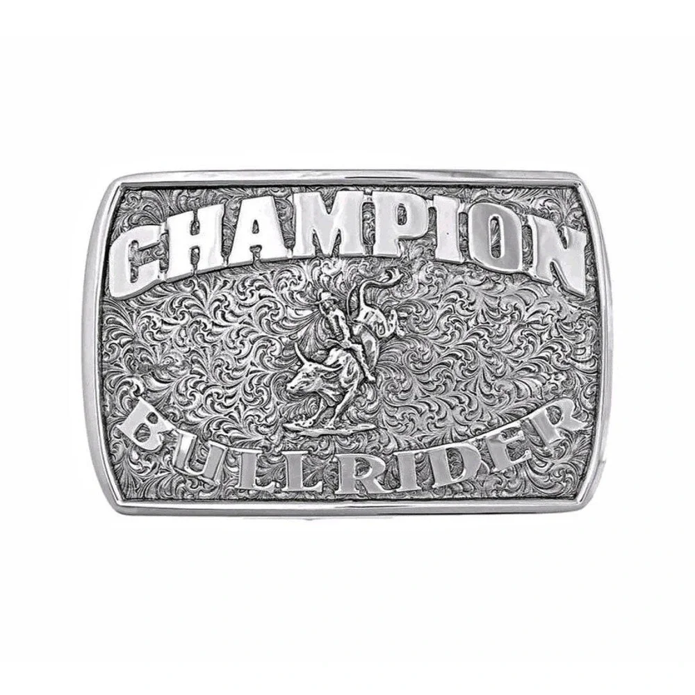 Montana Silversmiths‎ Fine Silver Champion Bull Rider Buckle Retail $130 ~ NEW